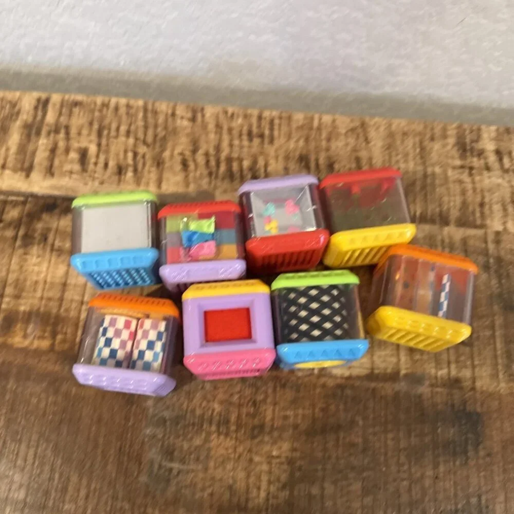 Fisher Price Vintage Peek A Boo Blocks Spinners Sensory Texture Mirrors Set Of 8